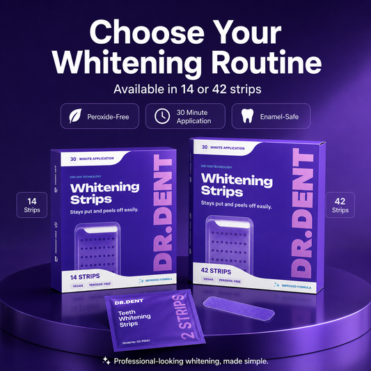 DRDENT Purple Teeth Whitening Strips - 7/21 Whitening Sessions - Non Sensitive Teeth Whitening - Peroxide-Free